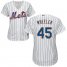 New York Mets #45 Zack Wheeler White(Blue Strip) Home Womens Stitched MLB Jersey