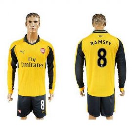 Arsenal #8 Ramsey Away Long Sleeves Soccer Club Jersey