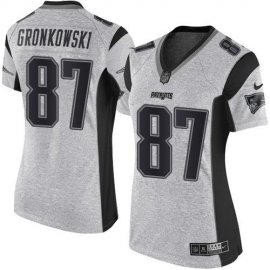 Nike New England Patriots #87 Rob Gronkowski Gray Womens Stitched NFL Limited Gridiron Gray II Jersey
