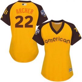 Tampa Bay Rays #22 Chris Archer Gold 2016 All-Star American League Womens Stitched MLB Jersey
