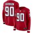 Nike Atlanta Falcons #90 Marlon Davidson Red Team Color Womens Stitched NFL Limited Therma Long Sleeve Jersey