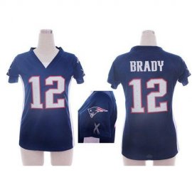 Nike New England Patriots #12 Tom Brady Navy Blue Team Color Draft Him Name & Number Top Womens Stitched NFL Elite Jersey