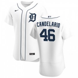 Detroit Tigers #46 Jeimer Candelario Mens Nike White Home 2020 Authentic Player MLB Jersey