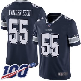 Nike Dallas Cowboys #55 Leighton Vander Esch Navy Blue Team Color Mens Stitched NFL 100th Season Vapor Limited Jersey