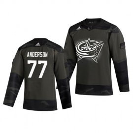 Columbus Blue Jackets #77 Josh Anderson Adidas 2019 Veterans Day Mens Authentic Practice NHL Jersey Camo