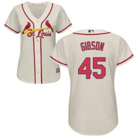St.Louis Cardinals #45 Bob Gibson Cream Alternate Womens Stitched MLB Jersey