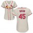 St.Louis Cardinals #45 Bob Gibson Cream Alternate Womens Stitched MLB Jersey