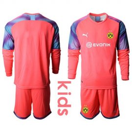 Dortmund Blank Pink Goalkeeper Long Sleeves Kid Soccer Club Jersey