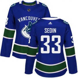 Adidas Vancouver Canucks #33 Henrik Sedin Blue Home Authentic Womens Stitched NHL Jersey