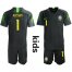 Brazil #1 Alisson Black Goalkeeper Kid Soccer Country Jersey