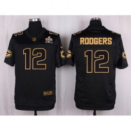 Nike Green Bay Packers #12 Aaron Rodgers Black Mens Stitched NFL Elite Pro Line Gold Collection Jersey