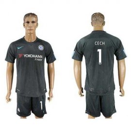 Chelsea #1 Cech Black Soccer Club Jersey