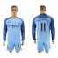 Manchester City #11 Kolarov Home Long Sleeves Soccer Club Jersey
