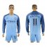 Manchester City #11 Kolarov Home Long Sleeves Soccer Club Jersey