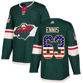 Adidas Minnesota Wild #63 Tyler Ennis Green Home Authentic USA Flag Stitched NHL Jersey