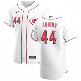 Cincinnati Reds #44 Aristides Aquino Mens Nike White Home 2020 Authentic Player MLB Jersey