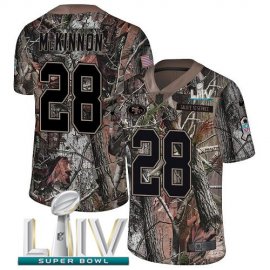 Nike San Francisco 49ers #28 Jerick McKinnon Camo Super Bowl LIV 2020 Youth Stitched NFL Limited Rush Realtree Jersey