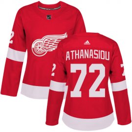 Adidas Detroit Red Wings #72 Andreas Athanasiou Red Home Authentic Womens Stitched NHL Jersey