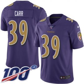 Nike Baltimore Ravens #39 Brandon Carr Purple Youth Stitched NFL Limited Rush 100th Season Jersey