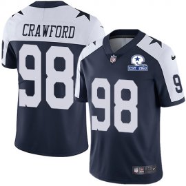 Nike Dallas Cowboys #98 Tyrone Crawford Navy Blue Thanksgiving Mens Stitched With Established In 1960 Patch NFL Vapor Untouchable Limited Throwback Jersey