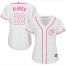 Cleveland Indians #28 Corey Kluber White/Pink Fashion Womens Stitched MLB Jersey