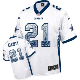Nike Dallas Cowboys #21 Ezekiel Elliott White Mens Stitched NFL Elite Drift Fashion Jersey