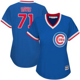 Chicago Cubs #71 Wade Davis Blue Cooperstown Womens Stitched MLB Jersey