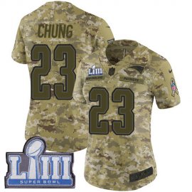 Nike New England Patriots #23 Patrick Chung Camo Super Bowl LIII Bound Womens Stitched NFL Limited 2018 Salute to Service Jersey