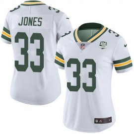 Nike Green Bay Packers #33 Aaron Jones White Womens 100th Season Stitched NFL Vapor Untouchable Limited Jersey