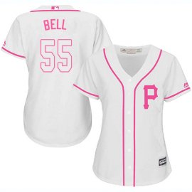 Pittsburgh Pirates #55 Josh Bell White/Pink Fashion Womens Stitched MLB Jersey