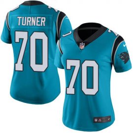 Nike Carolina Panthers #70 Trai Turner Blue Womens Stitched NFL Limited Rush Jersey