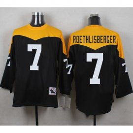 Mitchell And Ness 1967 Pittsburgh Steelers #7 Ben Roethlisberger Black/Yelllow Throwback Mens Stitched NFL Jersey