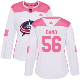 Adidas Columbus Blue Jackets #56 Marko Dano White/Pink Authentic Fashion Womens Stitched NHL Jersey