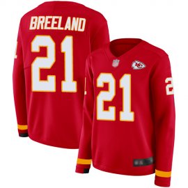 Nike Kansas City Chiefs #21 Bashaud Breeland Red Team Color Womens Stitched NFL Limited Therma Long Sleeve Jersey