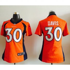 Nike Denver Broncos #30 Terrell Davis Orange Team Color Womens Stitched NFL New Elite Jersey
