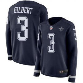 Nike Dallas Cowboys #3 Garrett Gilbert Navy Blue Team Color Womens Stitched NFL Limited Therma Long Sleeve Jersey