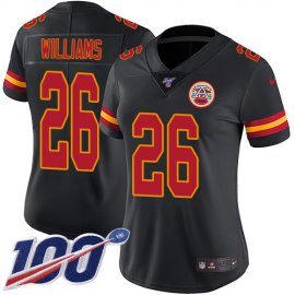 Nike Kansas City Chiefs #26 Damien Williams Black Womens Stitched NFL Limited Rush 100th Season Jersey