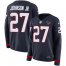 Nike Houston Texans #27 Duke Johnson Jr Navy Blue Team Color Womens Stitched NFL Limited Therma Long Sleeve Jersey