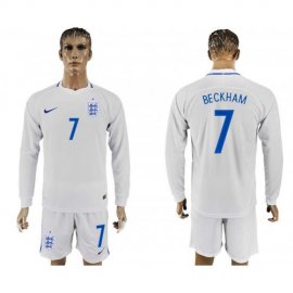 England #7 BECKHAM Goalkeeper Home 2018 FIFA World Cup Long Sleeve Soccer Jersey