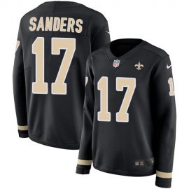 Nike New Orleans Saints #17 Emmanuel Sanders Black Team Color Womens Stitched NFL Limited Therma Long Sleeve Jersey