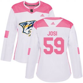 Adidas Nashville Predators #59 Roman Josi White/Pink Authentic Fashion Womens Stitched NHL Jersey