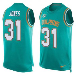 Nike Miami Dolphins #31 Byron Jones Aqua Green Team Color Mens Stitched NFL Limited Tank Top Jersey