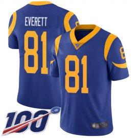 Nike Los Angeles Rams #81 Gerald Everett Royal Blue Alternate Mens Stitched NFL 100th Season Vapor Limited Jersey