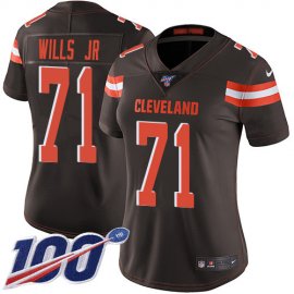 Nike Cleveland Browns #71 Jedrick Wills JR Brown Team Color Womens Stitched NFL 100th Season Vapor Untouchable Limited Jersey