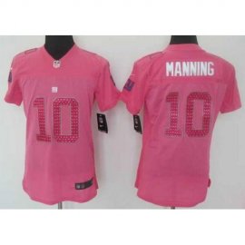 Nike New York Giants #10 Eli Manning Pink Sweetheart Womens Stitched NFL Elite Jersey