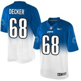 Nike Detroit Lions #68 Taylor Decker Blue/White Mens Stitched NFL Elite Fadeaway Fashion Jersey