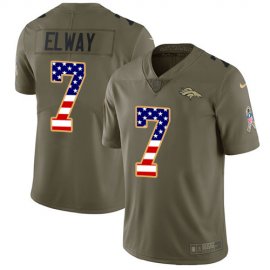 Nike Denver Broncos #7 John Elway Olive/USA Flag Youth Stitched NFL Limited 2017 Salute to Service Jersey