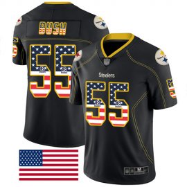 Nike Pittsburgh Steelers #55 Devin Bush Black Mens Stitched NFL Limited Rush USA Flag Jersey
