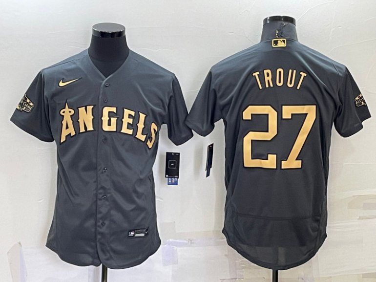 Angels 27 Mike Trout Charcoal Nike 2022 MLB All Star Flexbase Jerseys Angels 27 Mike Trout Charcoal Nike 2022 MLB All Star Flexbase Jerseys