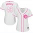 Chicago Cubs #49 Jake Arrieta White/Pink Fashion Womens Stitched MLB Jersey